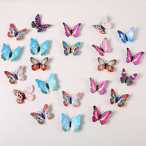 Creative Emulation Luminated Butterfly TV Background Wall Sticker Living-room Bedside Wall 3d Solid Birthday Arrangement Stickup Paper