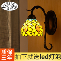 Yi Xuan European sunflower warm color pastoral wall lamp Mirror head lamp Bedroom bedside lamp Aisle Stairway corner lamp