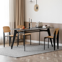 Table and chair combined with the rock plate Nordic modern minimal household table light luxury rectangular rock plate