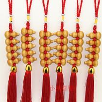 Promotion temple red beads gourd pendant Five blessings pray for peace Peach wood car interior decoration China knot