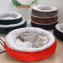 Autumn and winter warm cotton velvet kennel Teddy small dog round dog bed comfortable and dirty-resistant cat litter thickened pet litter