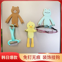 Punch Free Adhesive Hook Cartoon Animal Creative Multifunctional Bathroom Door Back Kitchen Foldable Decor Traceless Sticker Hook