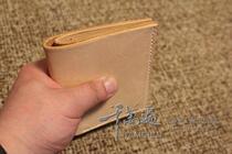 The first layer of imported vegetable tanned cowhide short wallet vertical plain 5 card handmade