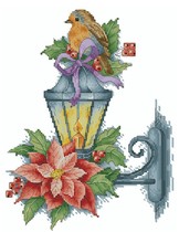 Christmas flower on the Roo 9353 street lamp with bird diy cross embroidered source file XSDs