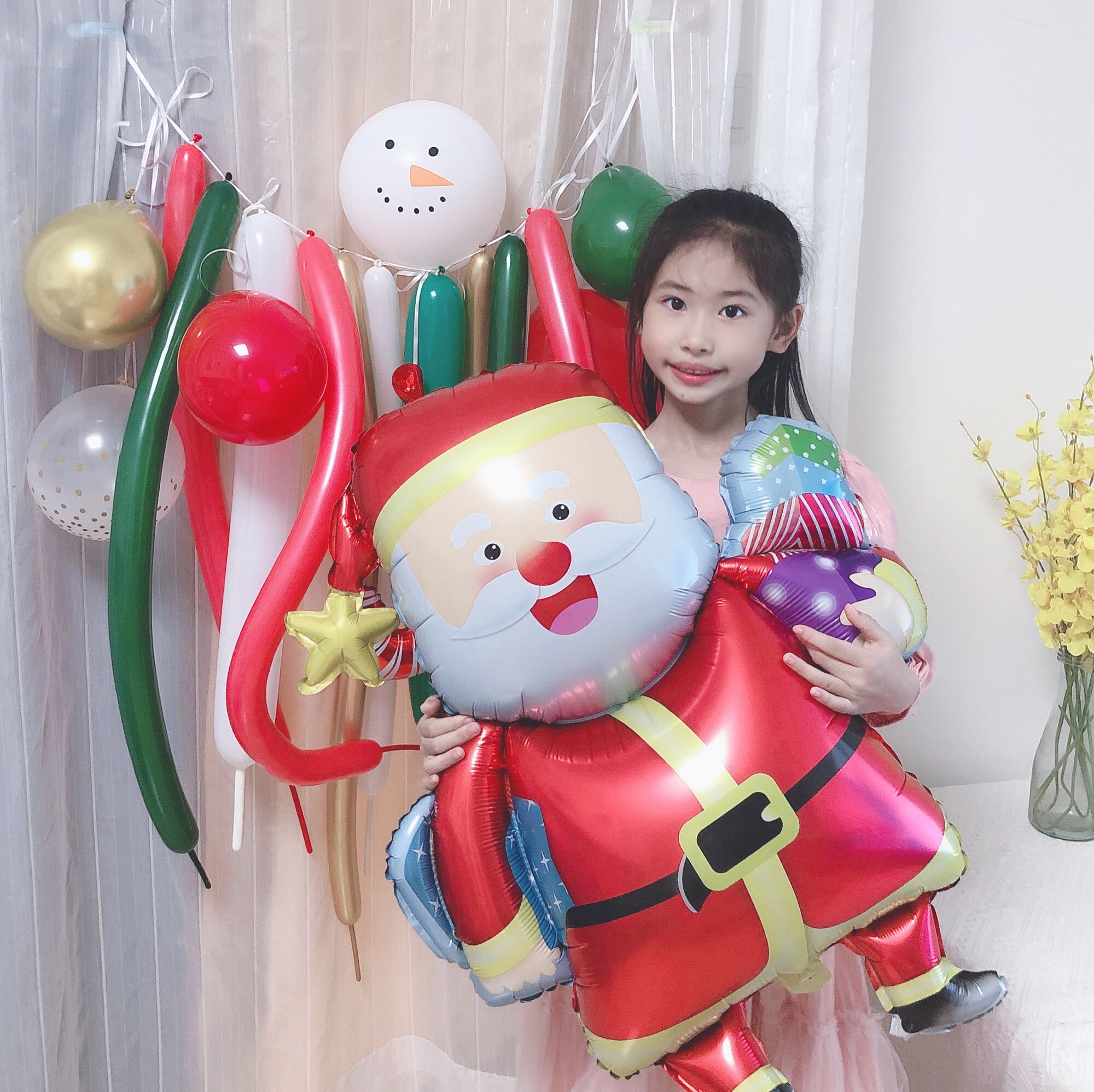 圣诞节气球装饰长条儿童室内派对场景布置幼儿园装扮玩具男女孩