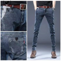 Rich Bird Tide Brand Jeans Mens Straight Slim Small Feet Gray Stretch Korean Version Trend Versatile Casual Long Pants
