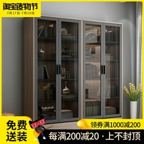 Simple modern bookcase Nordic glass door Study bookcase Locker Bookcase File cabinet Display cabinet Combination cabinet