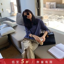 LICKYSENIOR fixed dye Tencel wool blend loose long-sleeved T-shirt womens early autumn new base shirt top