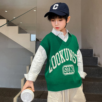 Boys' sweaters A new children's fashion and leisure coat in autumn 2022 Two pieces of shirt shirt shirt fake