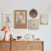 European retro living room decoration painting light luxury high-end restaurant hanging painting American style background wall decoration combination mural