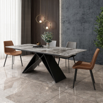 Italian Style Light Lavish Light Rockboard Dining Table And Chairs Combine Modern Minima Home small family Marble Table Rectangle