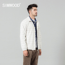 Simwood Jianmu mens simple autumn new European and American lapel plaid thickened casual cotton clothes cotton clothes mens trend