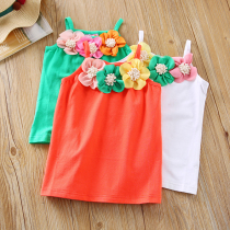 Girls camisole vest 2021 summer thin childrens cotton outer wear inside female baby Foreign style childrens halter top