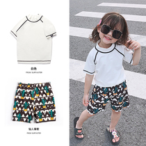 2021 new childrens swimwear beach pants sunscreen quick-drying split girls boys and girls one-piece shirt