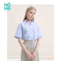 NOME Normie Home Woman Dress Short Sleeve Shirt Loose 100 lap Short Striped Polo Collar Blouse WGPQ0039