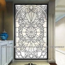Simple American European style Chinese inlaid art glass screen Simple doors and windows ceiling partition inlaid glass porch