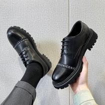 Italian high-end British style mens shoes trend 2021 tooling shoes mens big head casual leather shoes increase trend small leather shoes