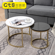 Nordic style living room coffee table metal line round tea table creative simple small apartment marble coffee table combination