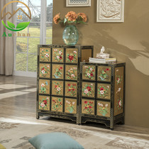 American Bright Face Gold Leaf Color Painted Exit Pint Gate Hall Hall Closed Cabinet Bucket Cabinet Multifunction Lockers Decoration Cabinet