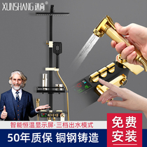 German intelligent digital display thermostatic shower toilet toilet household full copper shower set rain shower set rain shower bathroom