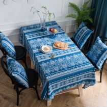 Retro blue lace printed tablecloth cotton linen table cloth picnic cloth white paper background cloth coffee shop B & B