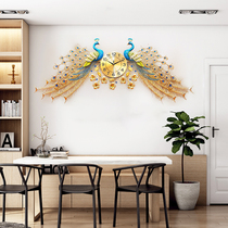 Peacock wall clock Living room Chinese creative Phoenix wall decoration table High-end quartz clock European light luxury clock wall hanging