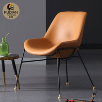 Net red chair ins Nordic light luxury leather dining chair lazy single modern simple personality leisure negotiation sofa chair
