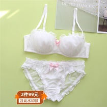 Japanese thin cute white underwear girl half cup sexy strapless bra set comfortable steel ring 80B80C