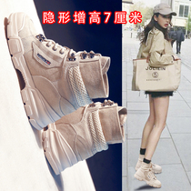 Korean booties autumn 2019 new leather British Martin boots versatile thick-soled inner height-increasing womens shoes ins tide summer