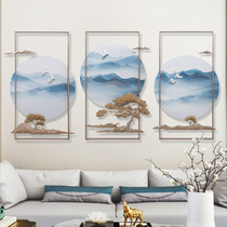 New Chinese living room decorative painting Three-dimensional relief triple painting sofa background wall decoration ink landscape hanging painting