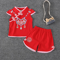 One year old female baby Xia dress girl suit 2022 new foreign gas baby clothes little girls summer gown
