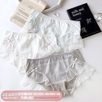 Japanese sweet cotton sexy lace satin embroidery Comfortable skin-friendly panties Girl low waist briefs