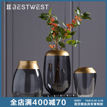 BEST WEST light luxury glass vase Modern simple hydroponic transparent flower arrangement bottle decoration Living room dining table idea