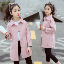 Girls  jackets spring and Autumn windbreaker mid-length 2021 new Western-style tops childrens middle-aged Korean girls casual trend