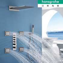 Hans Geyger Shower Bath Suit in wall-style grey full copper thermostatic concealed Pressurized Spray Head Waterfall Style Shower