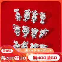 999 foot Silver born year twelve 12 Zodiac chicken rat cow Tiger Rabbit Dragon Snake Horse Sheep Monkey Dog Pig 3D pendant send red rope