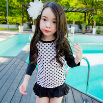 Korean girls swimsuit Medium and large long-sleeved sunscreen split skirt seaside beach hot spring holiday swimming suit