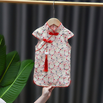 Girls cheongsam summer Chinese style Baby summer dress two-year-old female baby dress 2021 new foreign skirt