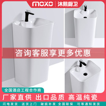 Post-column washbasin toilet balcony washbasin ceramic washbasin ceramic washbasin integrated large size floor-type column basin