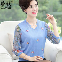 Middle-aged and elderly women's half-sleeve mother's spring dress short bottoming chiffon small shirt middle-aged summer dress gauze sleeve clothes