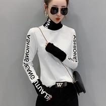 Stock Plus Fleece Thickened Undershirt Woman Inner Lap 2021 Spring Autumn Fashion White Long Sleeve T-Shirt Foreign Air Blouse Surge