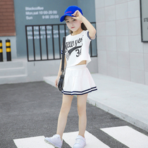Korean girls summer dress set 2021 new childrens clothing girl Summer sportswear two-piece skirt