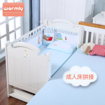 Eco-friendly solid wood crib splicing bed multi-function treasure bed newborn BB bed men and women New Zealand pine wood