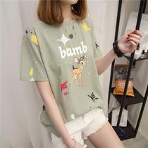 Summer ins super fire clothes 2020 new short-sleeved T-shirt female student bf loose Korean cartoon wild Hong Kong style