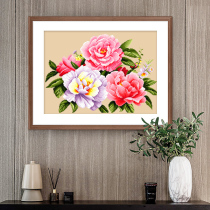 Cross stitch 2021 new thread embroidery simple modern living room bedroom peony flower self-embroidery handmade small simple embroidery