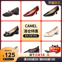 (Clearance sale) women's shoes spring new chunky heel shoes women's bow mid-heel shoes Mary Jane shoes