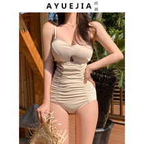 2021 new one-piece swimsuit womens belly thin hot spring sexy fashion fairy fan bath suit