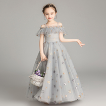 Flower girl dress girl princess skirt host piano performance dress childrens catwalk wedding dress little girl foreign atmosphere winter
