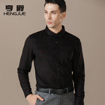 Wool Modal shirt men long sleeve plaid cotton shirt middle-aged men Business casual dad clothes inch shirt spring and autumn