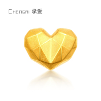 Love gold bracelet female 999 gold 3D hard gold geometric heart shape diy transfer beads simple fashion beads